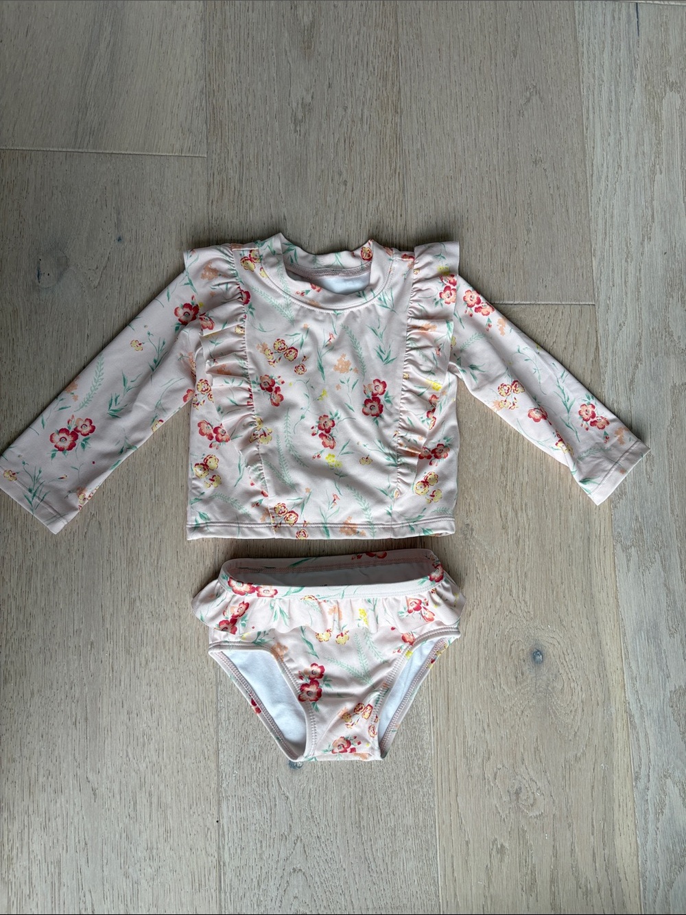 Janie and Jack Light Pink Floral Rashguard Set